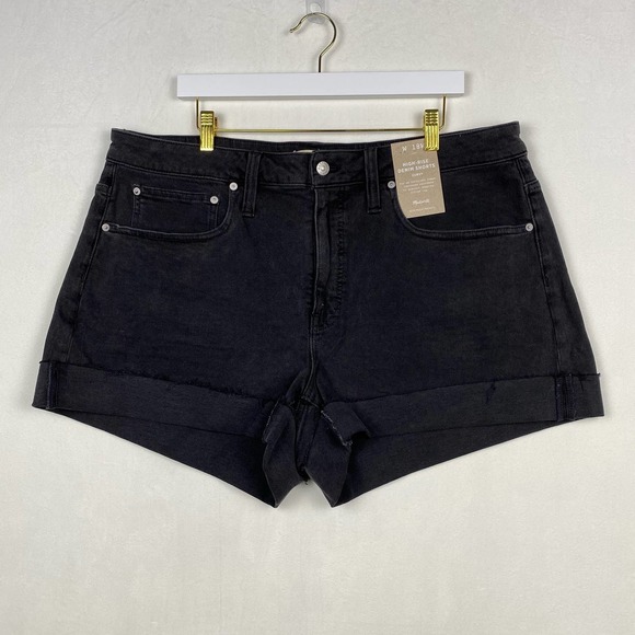 Madewell Pants - NWT Madewell Women's Size 18W Black High Rise‎ Denim Shorts Cuffed Hem Casual